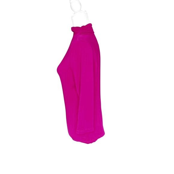 AK Anne Klein Hot Pink Funnel Neck 3/4 Sleeve Modal Spandex Top - Picture 2 of 7
